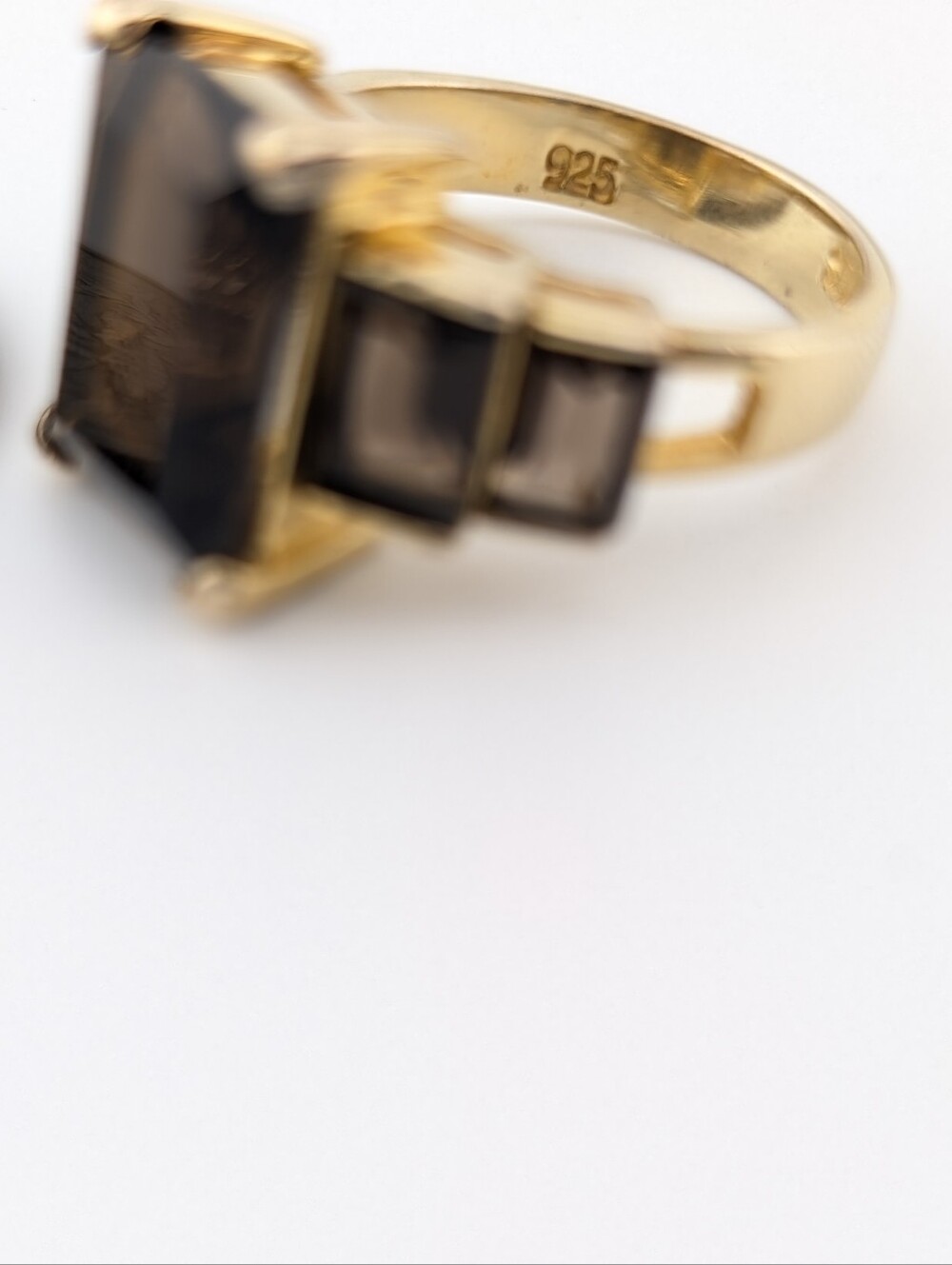 Vintage Gold Ring with Dark Smoky Stones - Picture 8 of 10